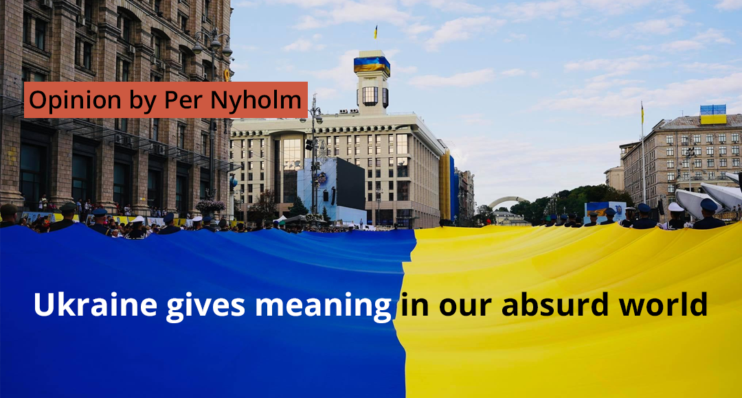 Three man in a car: Ukraine gives meaning in our absurd world
