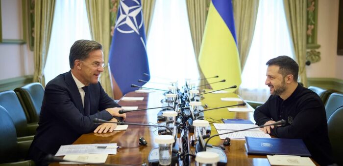Newly appointed NATO Secretary General Mark Rutte arrives in Kyiv