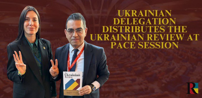 Ukrainian Delegation Distributes The Ukrainian Review at PACE Session
