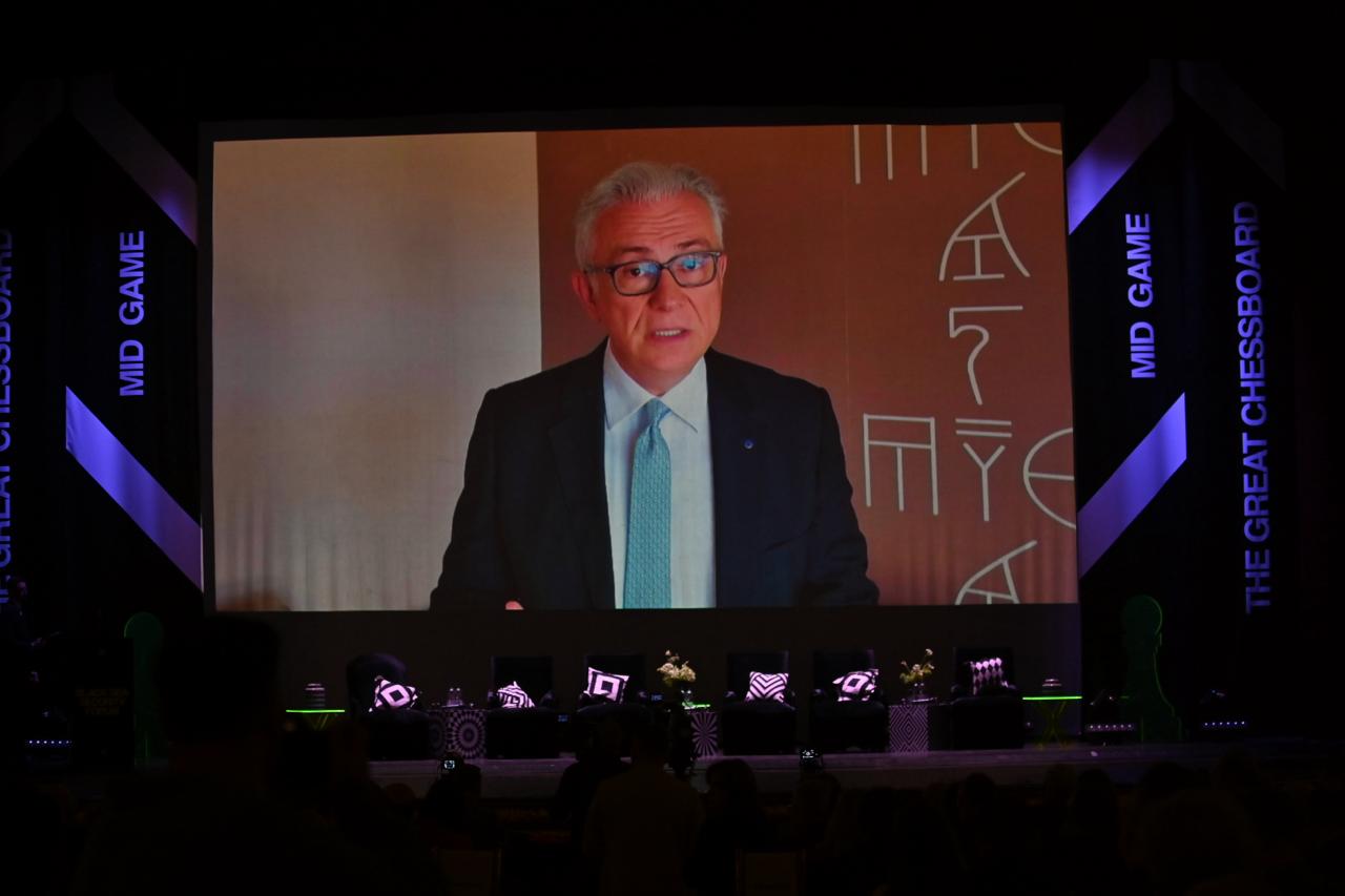 Theodoros Rousopoulos, President of the Parliamentary Assembly of the Council of Europe, delivers a video address at BSSF 2025