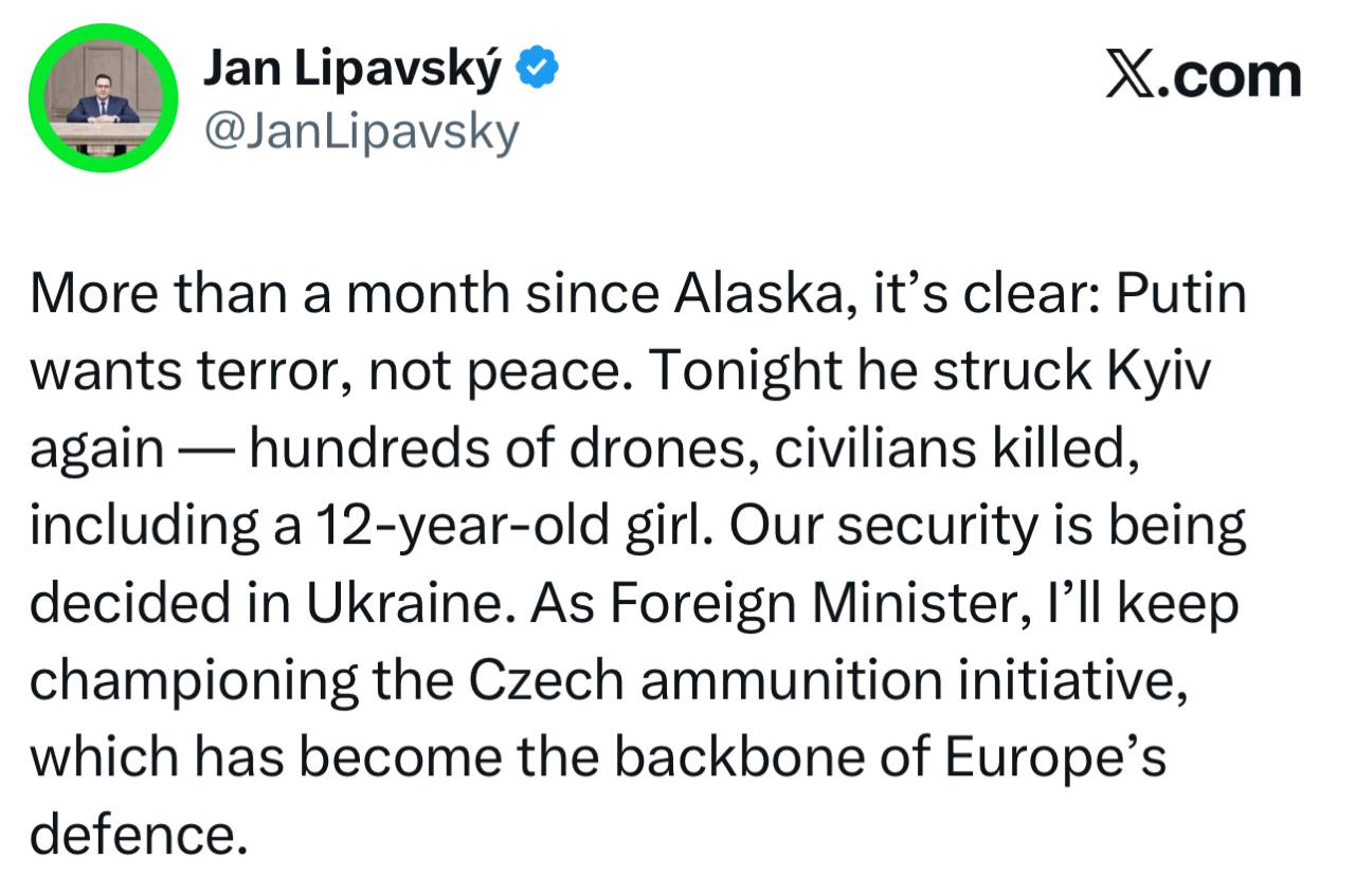 Screenshot from X account of Czech Minister of Foreign Affairs Jan Lipavsky