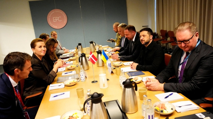 The European Political Community is sitting around the table during the meeting in Copenhagen, Denmark, 2 October 2025