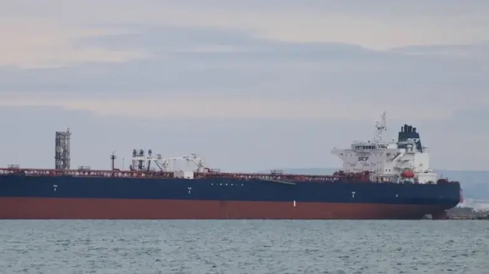 The picture shows tanker of the Russian "shadow fleet" on water