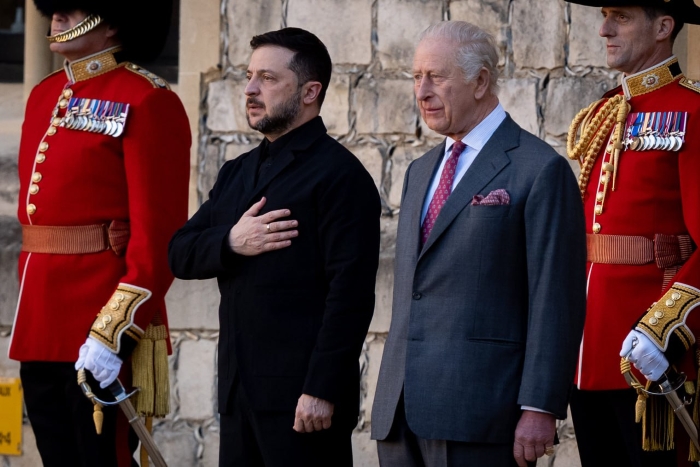 Ukrainian President Volodymyr Zelenskyy meets King Charles III at Windsor Castle during his official visit to the United Kingdom,
