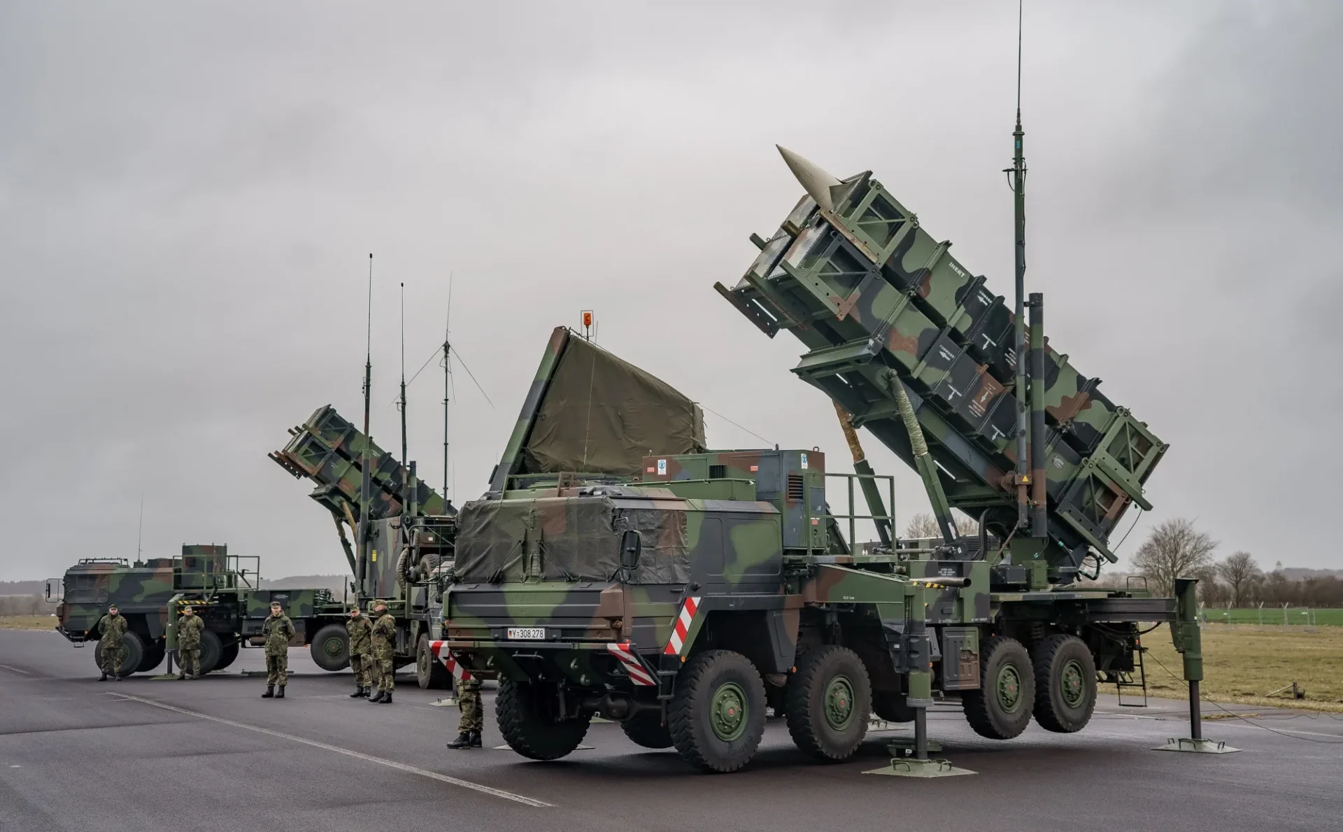 Patriot missile systems at Schwesing military airport, Germany. Photographer: Axel Heimken/picture alliance/Getty Images