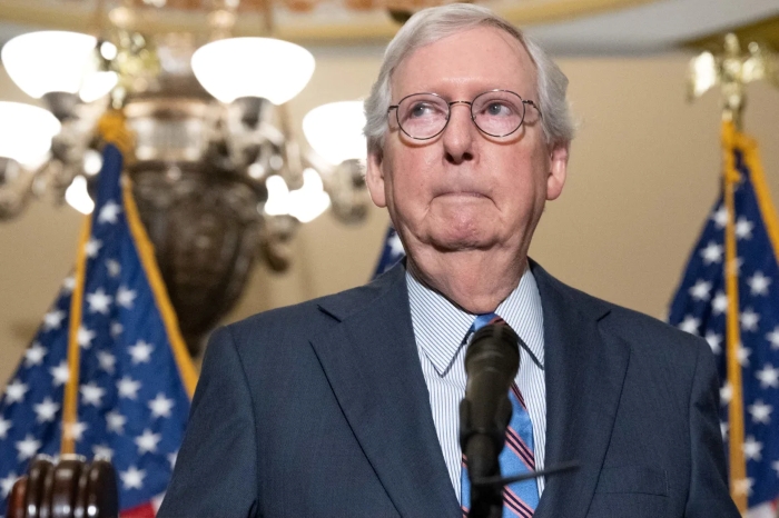 The picture portrays Mitch McConnell, the U.S. Senator