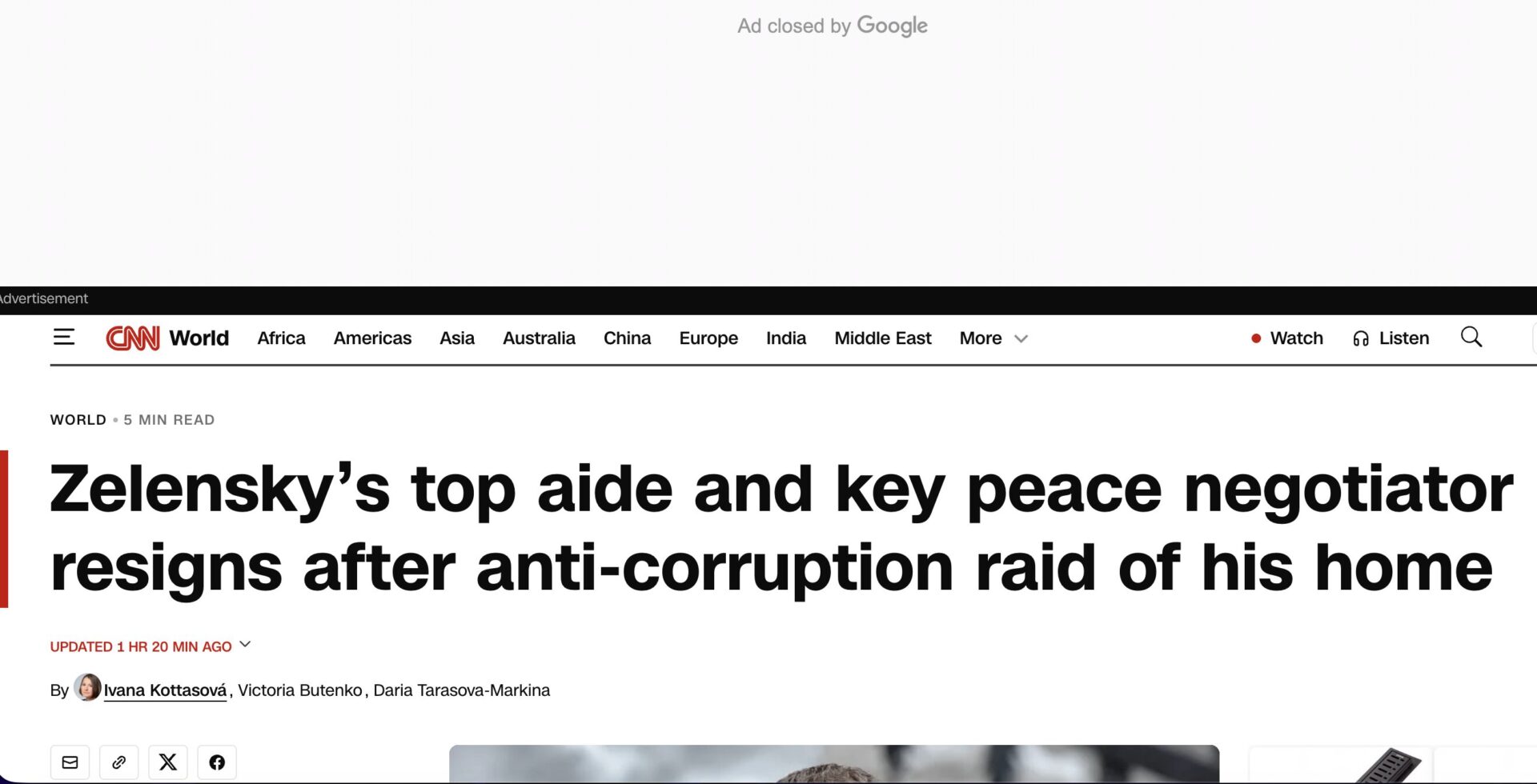 Screenshot of media CNN
