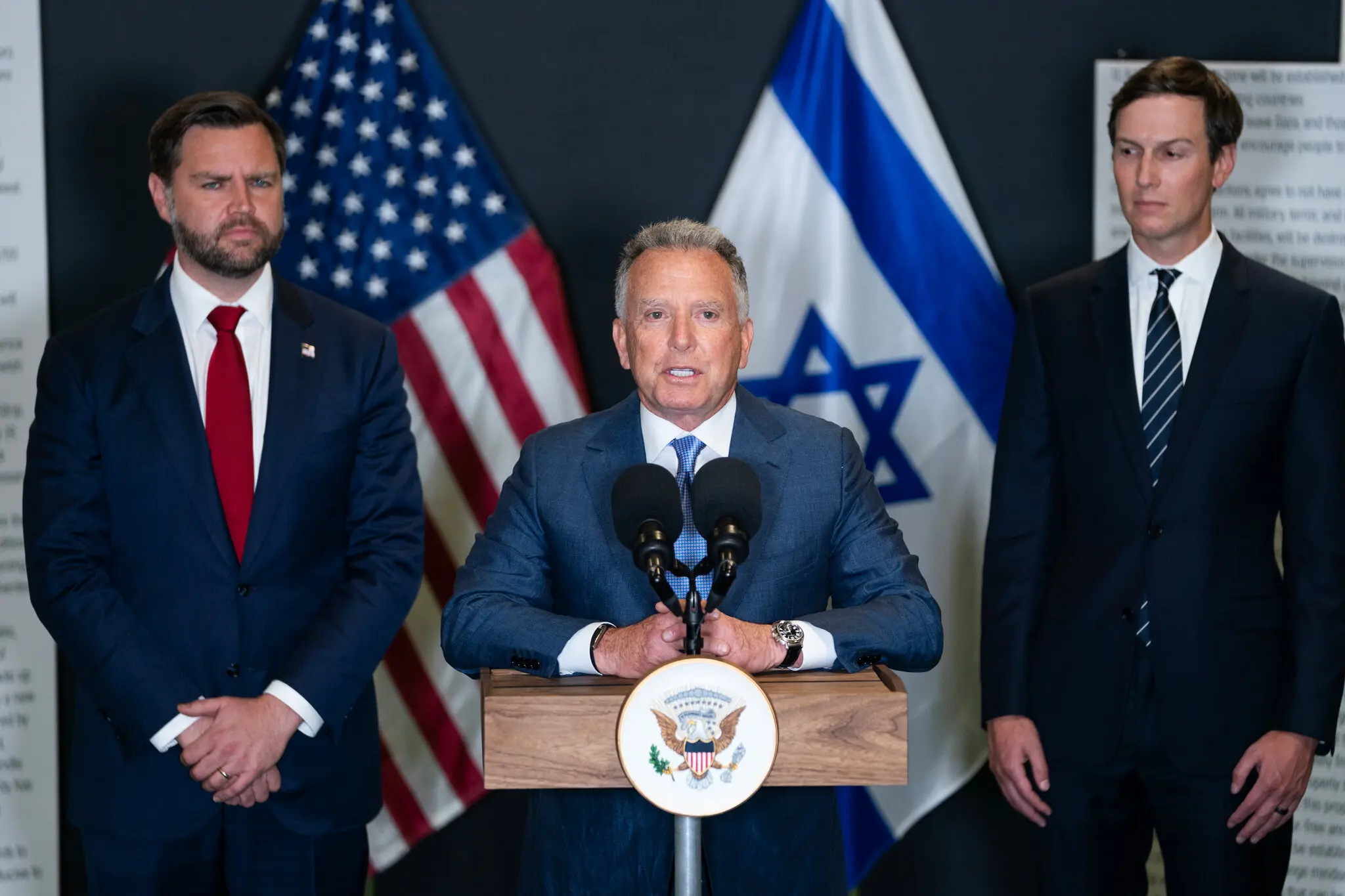 Steve Witkoff, the U.S. special envoy for peace missions, speaking at a military briefing in Israel / Nathan Howard for The New York Times