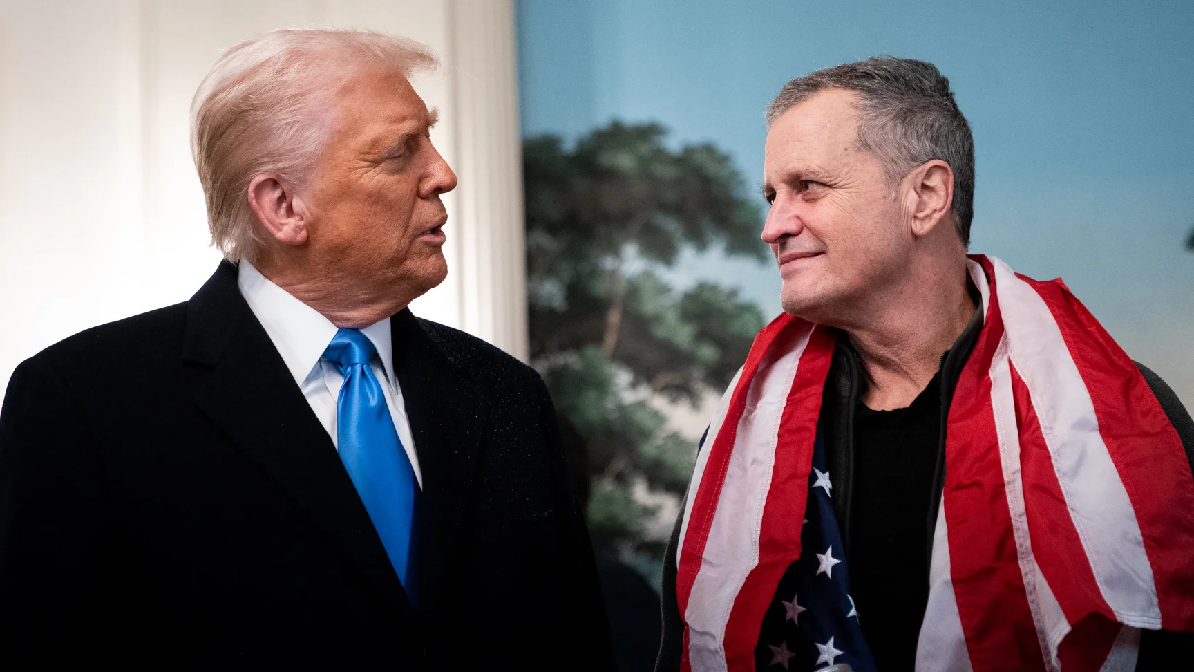 US President Donald Trump and Mark Vogel, who was released from a Russian prison / Allison Robbert