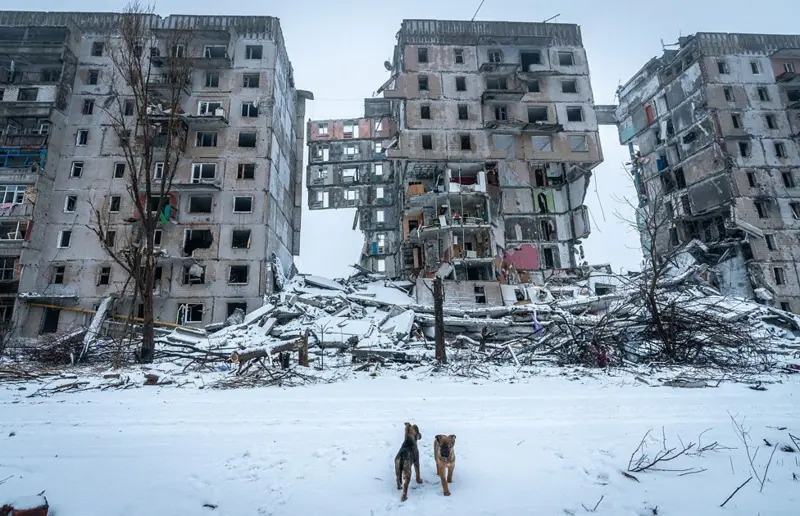 A high-rise building destroyed by a Russian missile strike in Toretsk, Donetsk region, December 2024 /Getty images