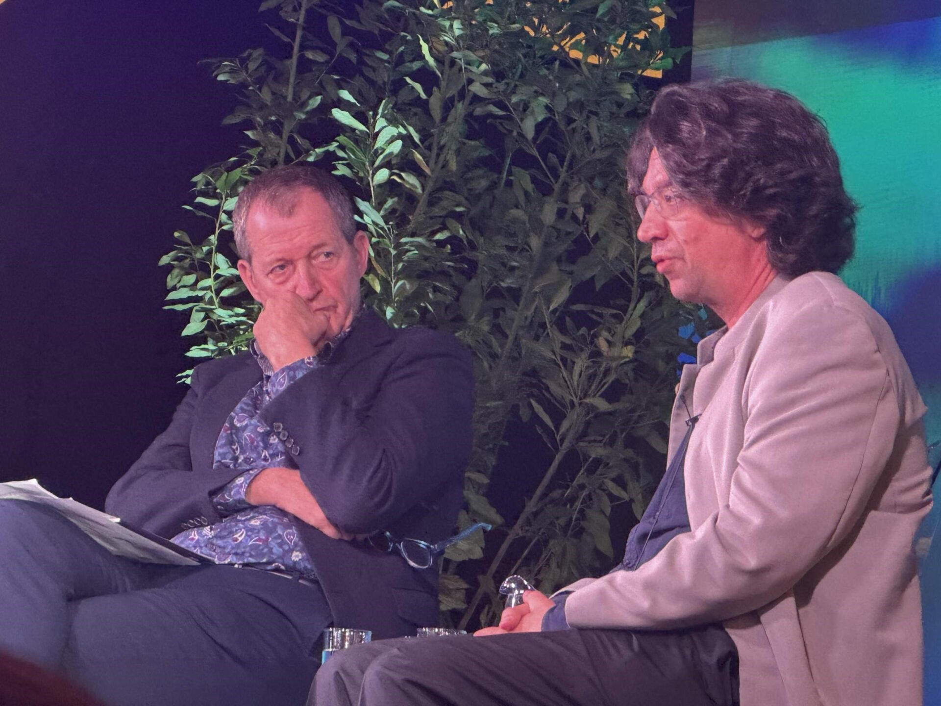 Alastair Campbell and Curtis Yarvin at the How the Light Gets In festival in London on 21 September 2025. Photo: Byline Times