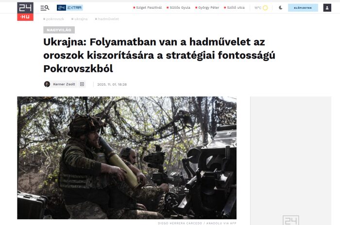Screenshot from website of 24.hu media