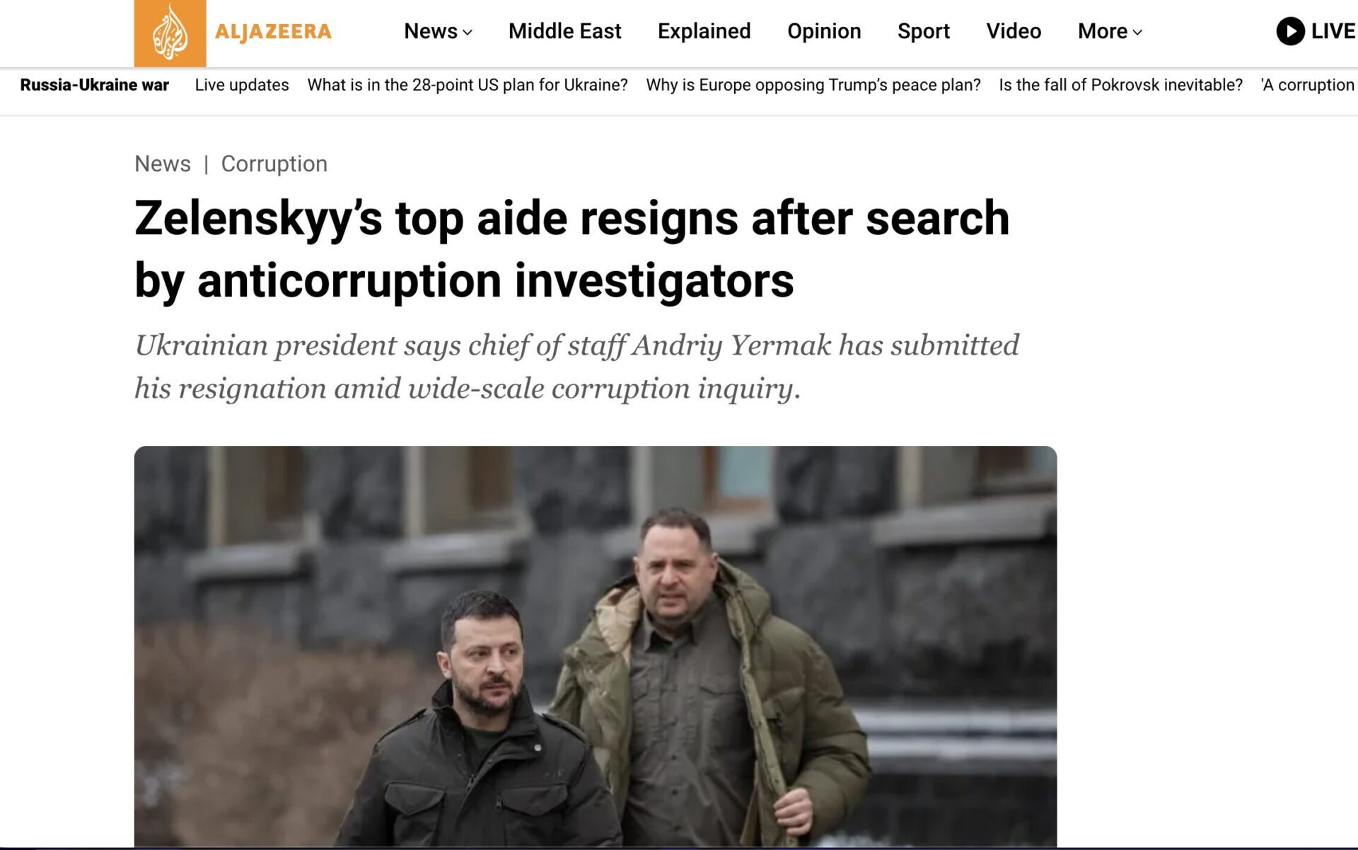 Screenshot of media Al Jazeera
