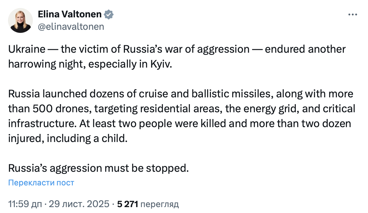 Screenshot / Elina Valtonen on X