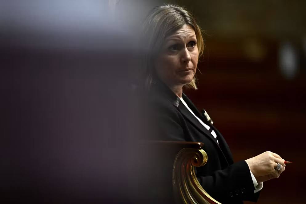 National Assembly President Yaël Braun-Pivet at the podium, December 10, 2025. Julien de Rosa / AFP
