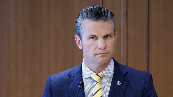 The picture portrays US Secretary of Defense Pete Hegseth
