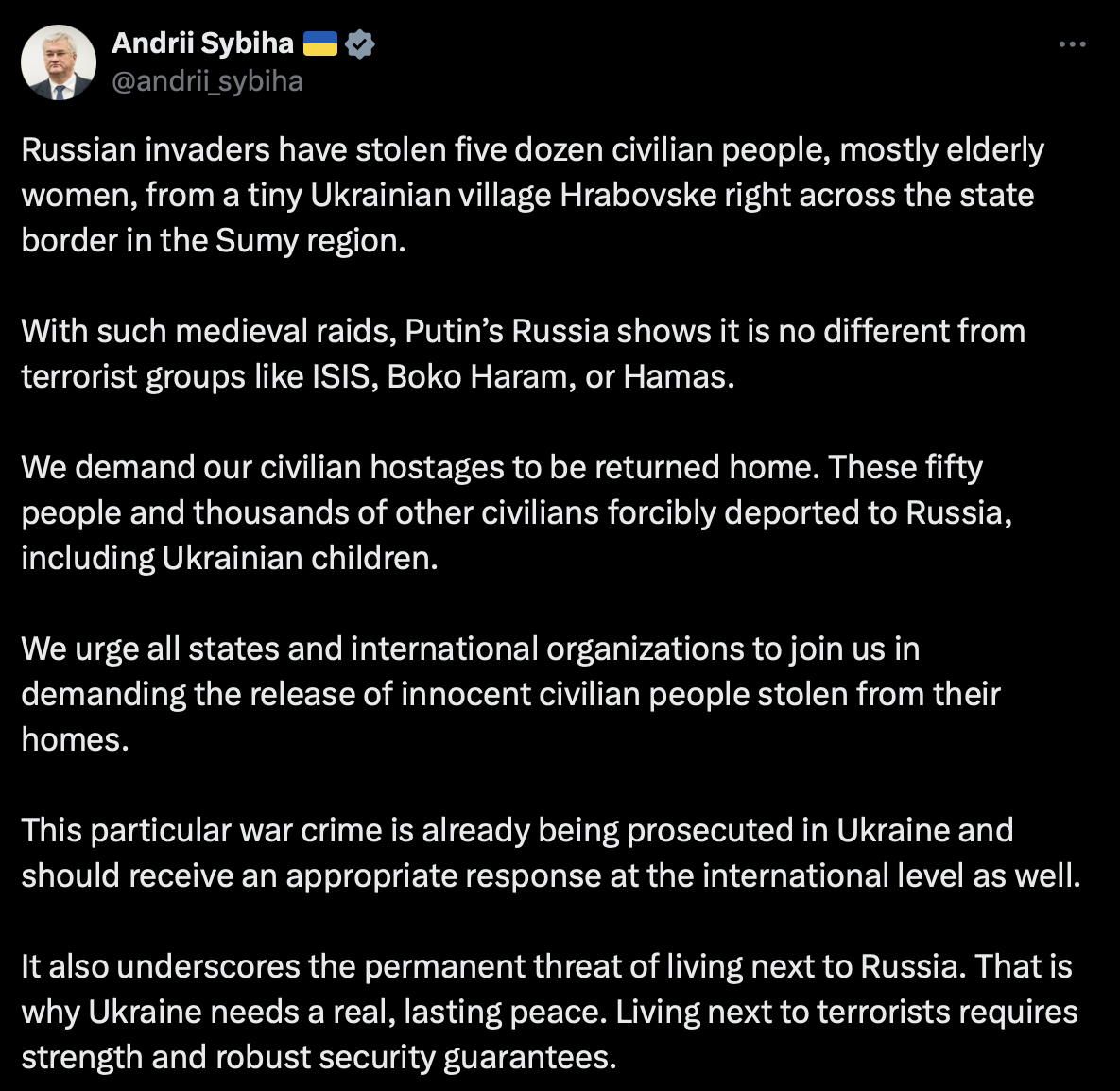 Screenshot from Sibiha's account in X