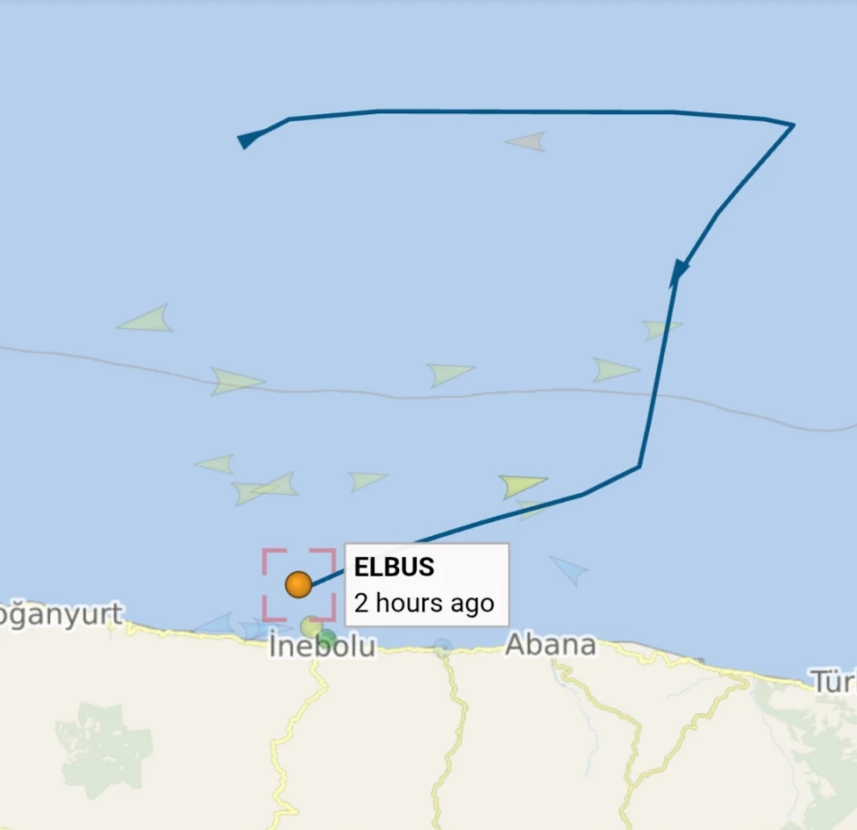 Route and location of the tanker ELBUS as of January 8, 2026 / Photo: VesselFinder