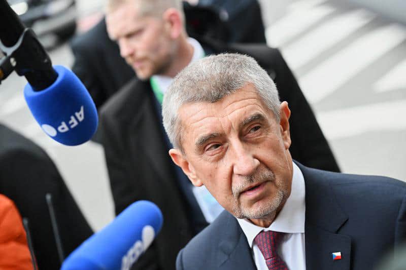 Czech Prime Minister Andrej Babiš speaks with journalists ahead of the EU summit in Brussels. December 17, 2025. AP/Harry Nakos