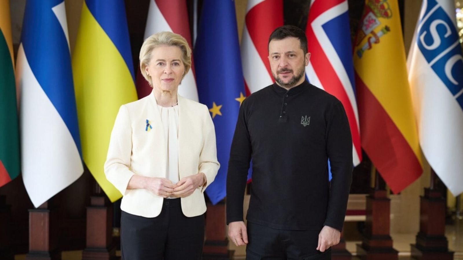 European Commission President Ursula von der Leyen and President of Ukraine Volodymyr Zelenskyy during an official meeting