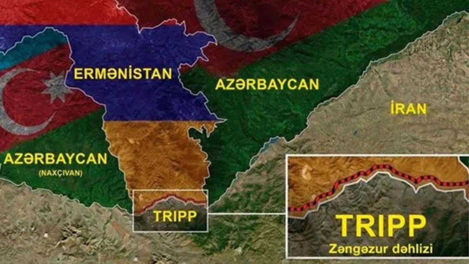 A map of the TRIPP infrastructure project showing the route through Armenia within the Trans-Caspian corridor.