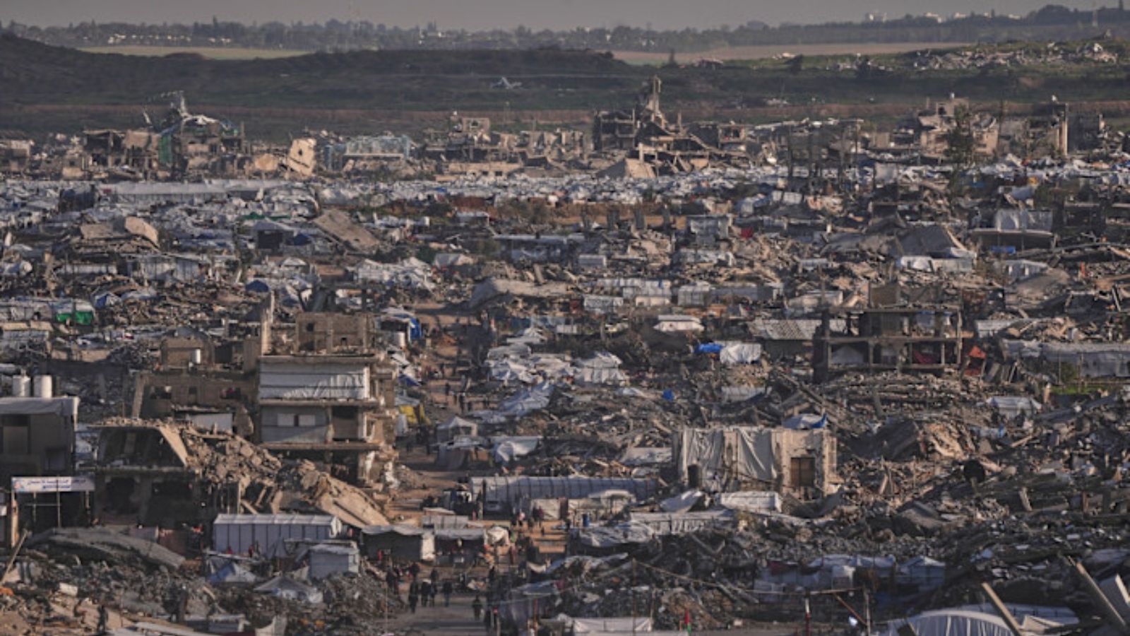 Panorama of destroyed residential neighborhoods in Gaza City after the shelling.