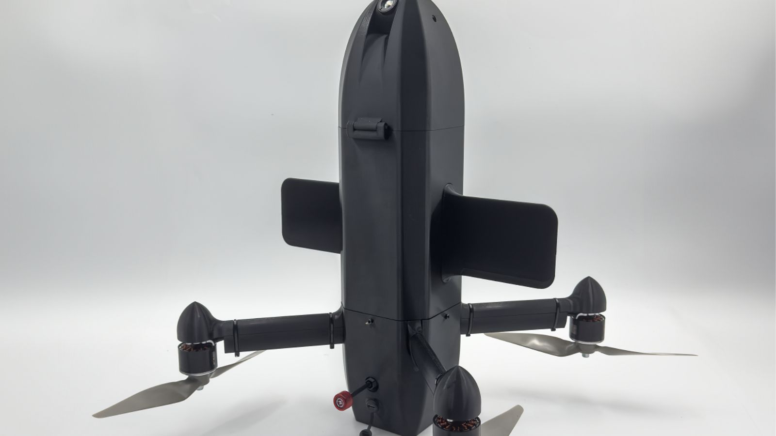 The Ukrainian Salut interceptor drone, featuring a vertical-launch design for engaging enemy UAVs.