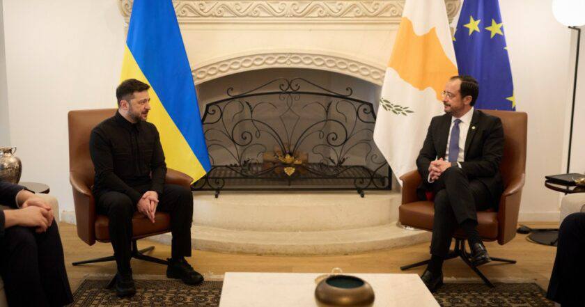 President of Ukraine Volodymyr Zelenskyy and President of Cyprus Nikos Christodoulides in Cyprus