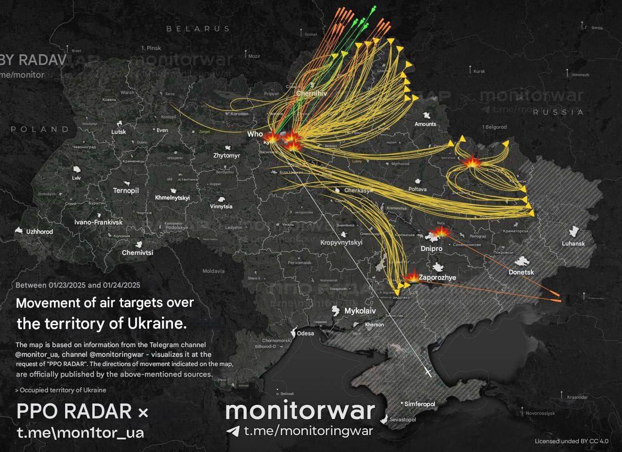 The approximate vectors of the attack on January 24