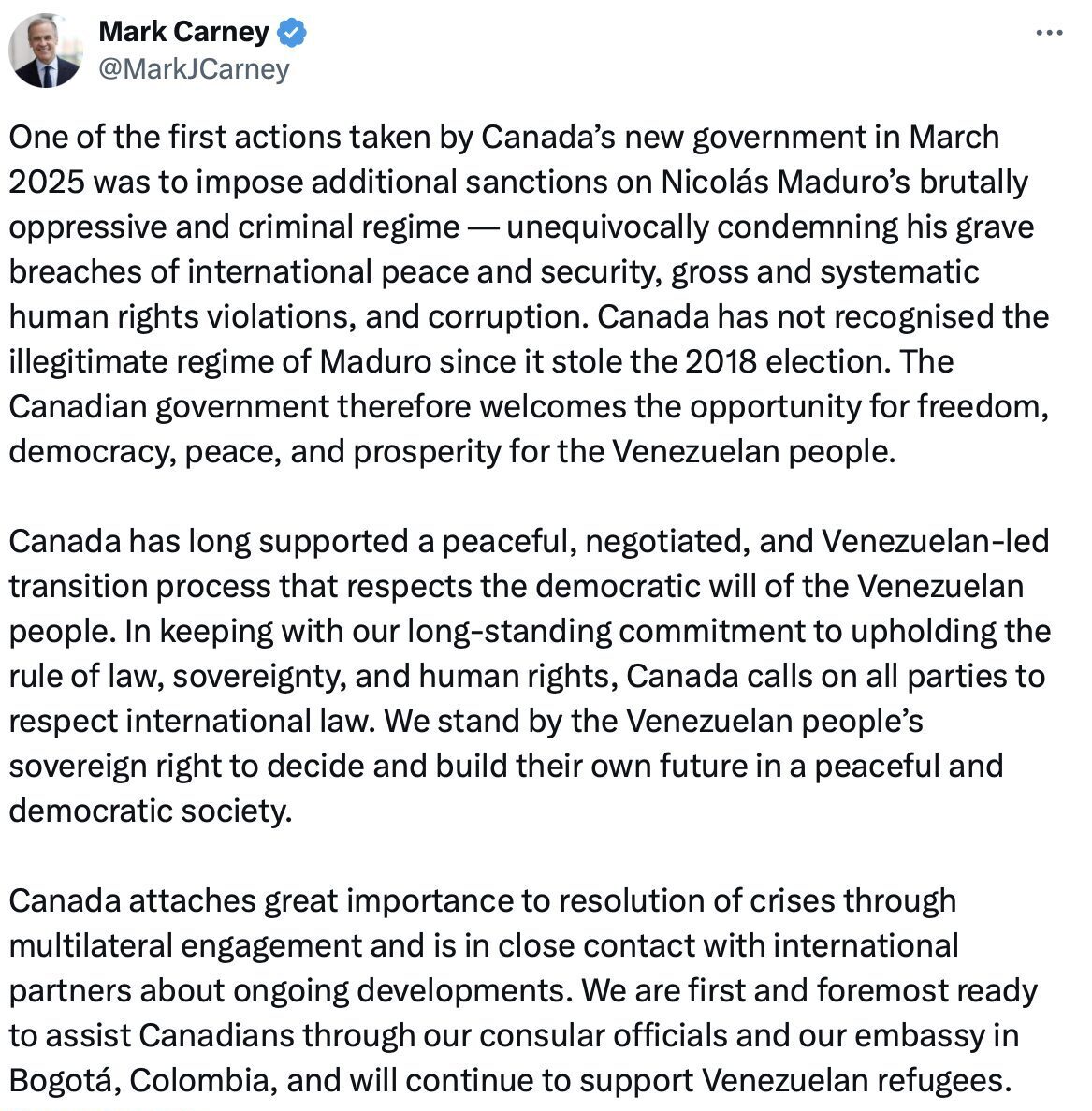 Screenshot from Carney's X account