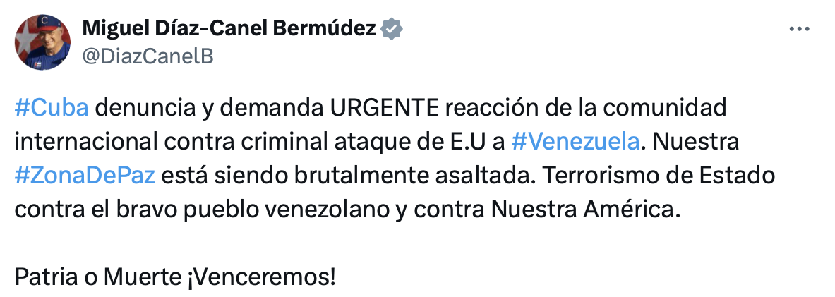 Screenshot from Bermudez's X account