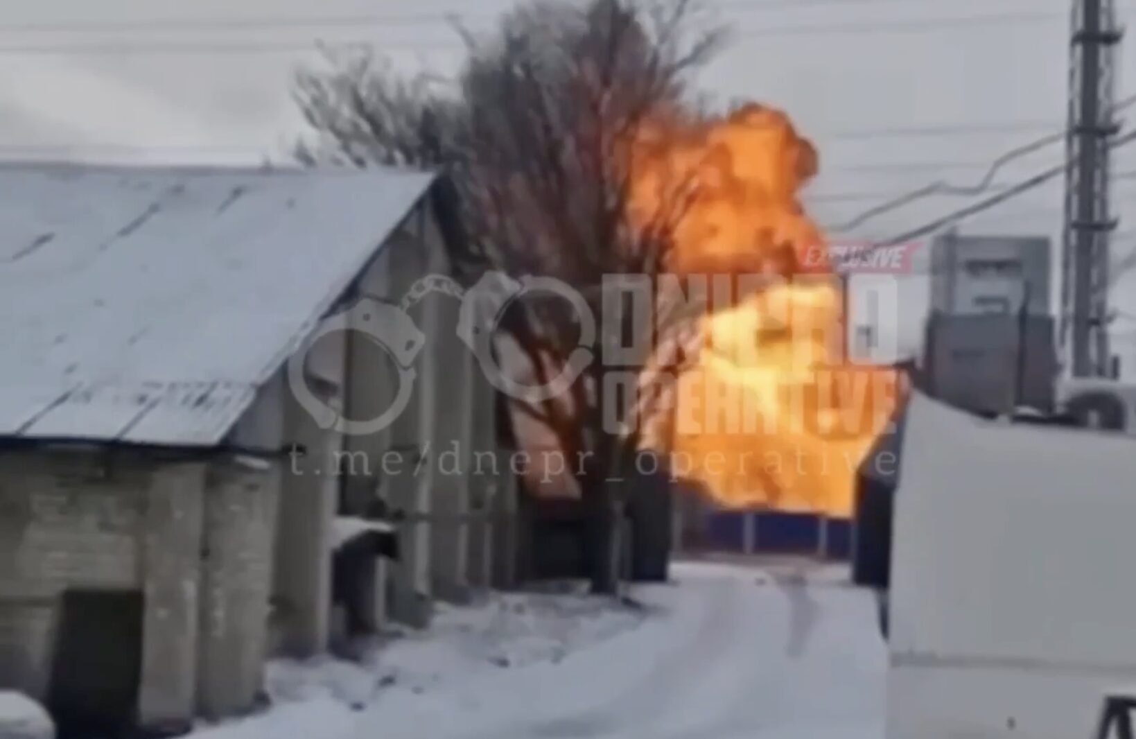 The moment of a direct hit on a factory in Dnipro / Screenshot from local public forums