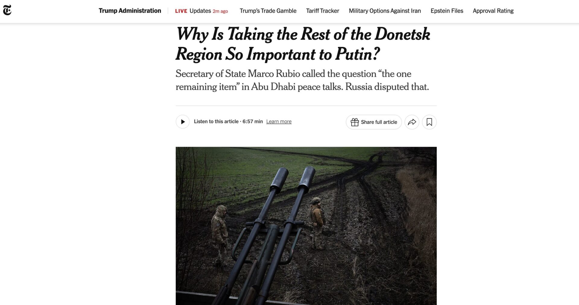 Screenshot of The New York Times