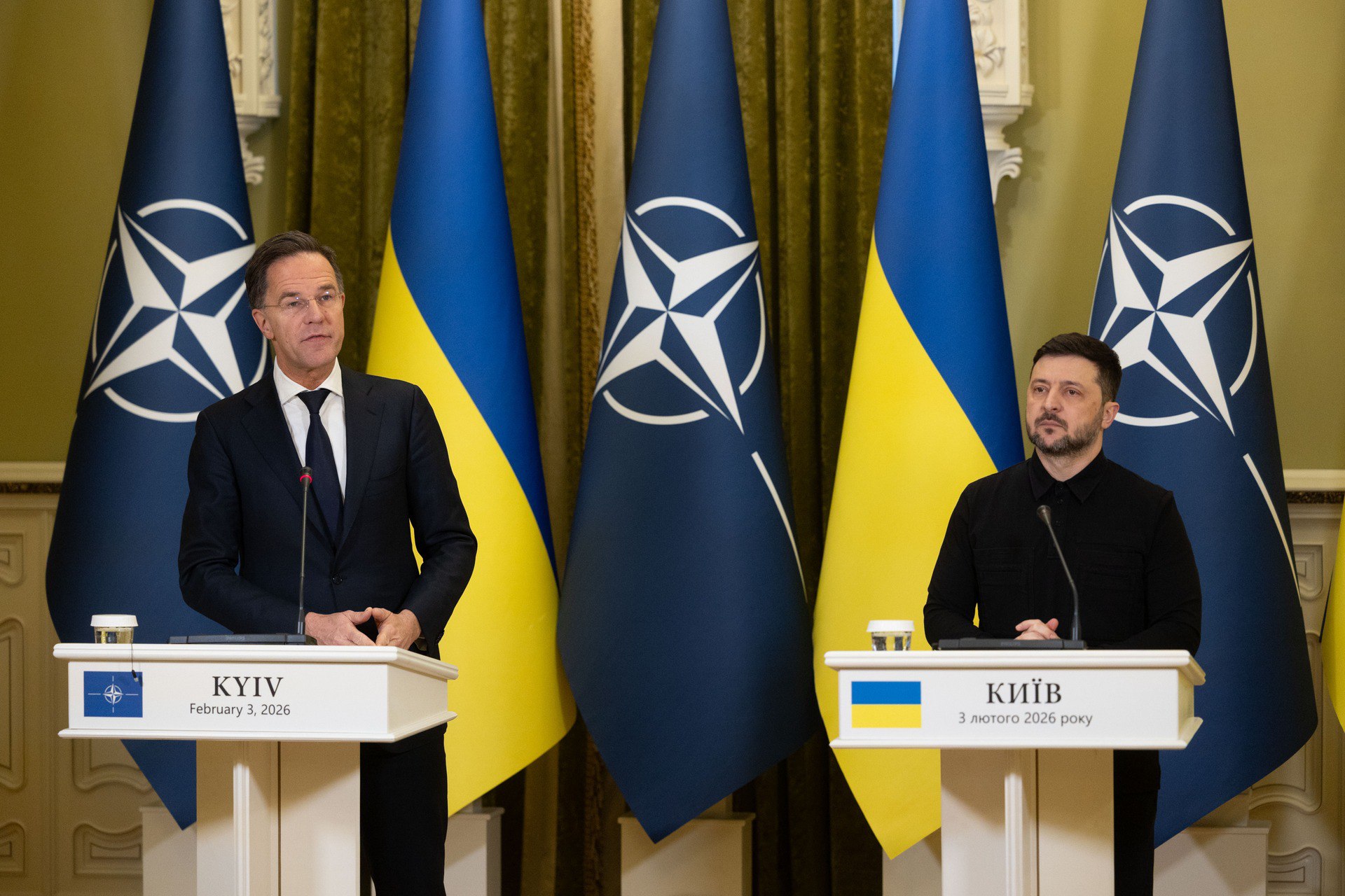 Joint press conference of NATO Secretary General Mark Rutte and President of Ukraine Volodymyr Zelenskyy in Kyiv. February 3, 2026. Photo: Volodymyr Zelenskyy's Telegram account