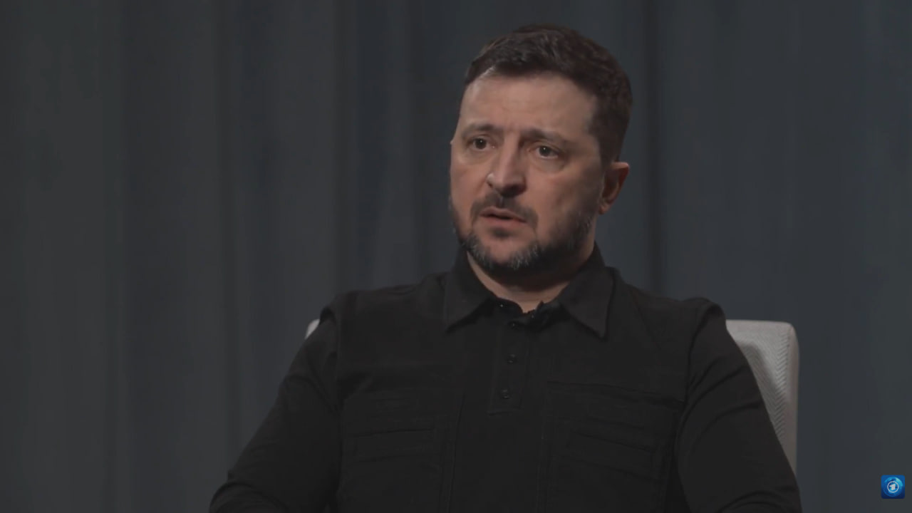 President of Ukraine Volodymyr Zelenskyy at the interview with Tagesschau