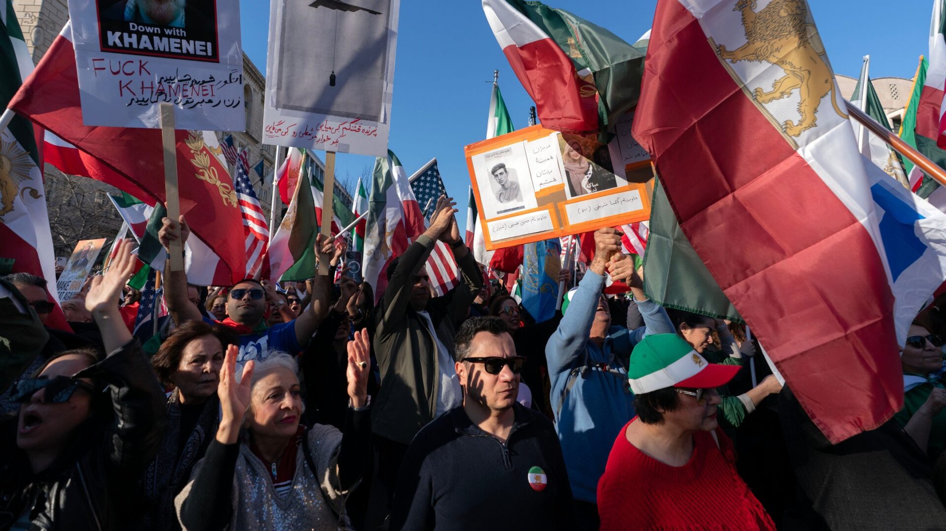 Celebrations following the killing of Ayatollah Ali Khamenei near the White House