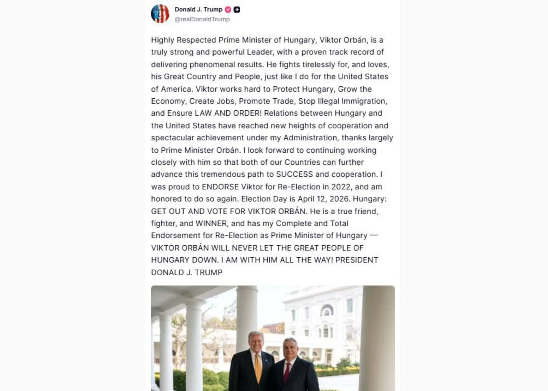 Допис Дональда Трампа