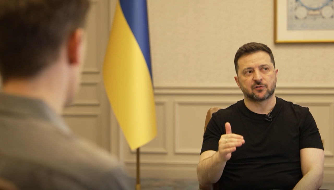 Zelenskyy at the interview with NBC News