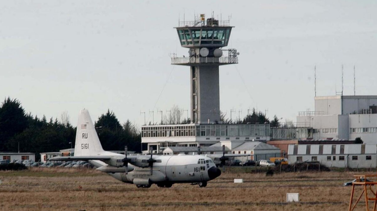 The man was near a US Air Force C130 Hercules transport aircraft