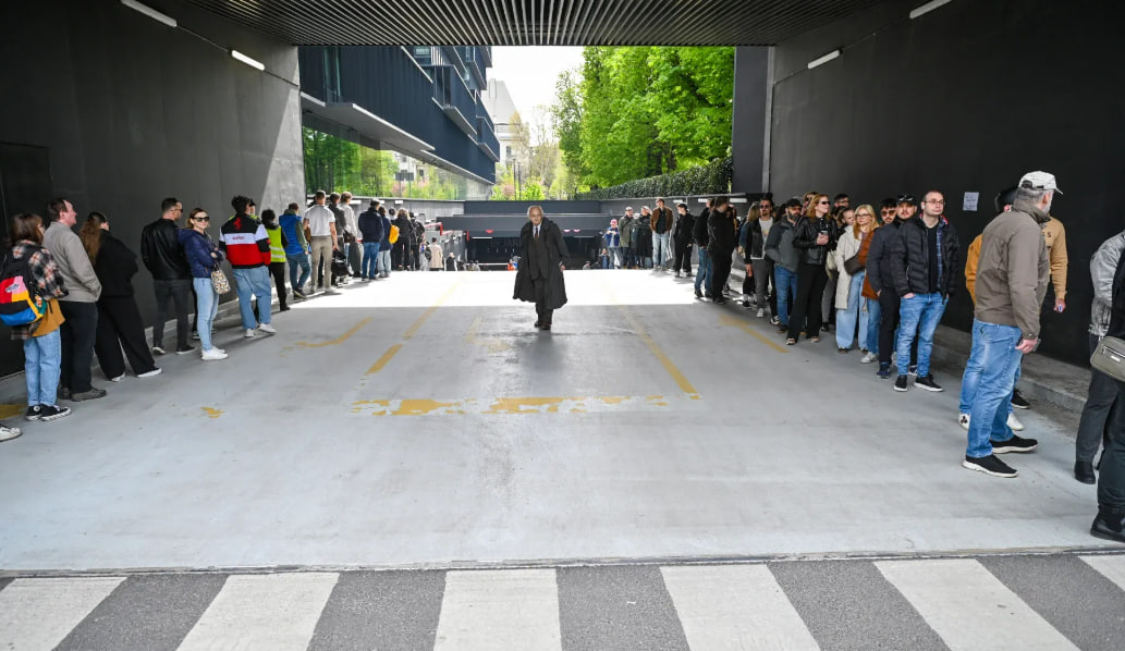 Voters in Hungary line up to cast their votes in the parliamentary elections