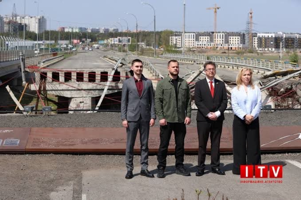 Serbian representatives during the visit to Bucha