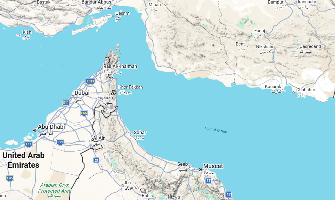 Gulf of Oman on maps